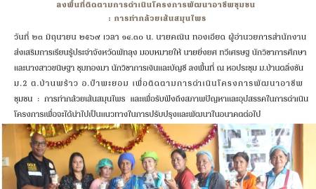 ติดตามการดำเนินโครงการพัฒนาอาชีพชุมชน : การทำกล้วยเส้นสมุนไพร